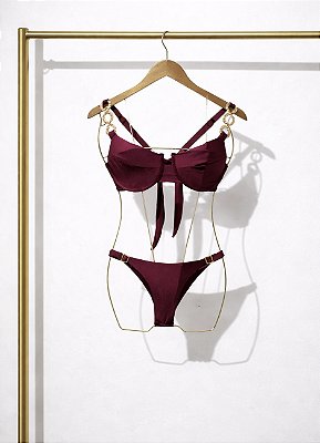 BIQUÍNI VINHO ARO COM ELO BANHADO