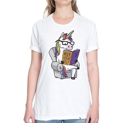 Unicorn Believe Yourself Self Affirmation Book - Camiseta Basicona Unissex