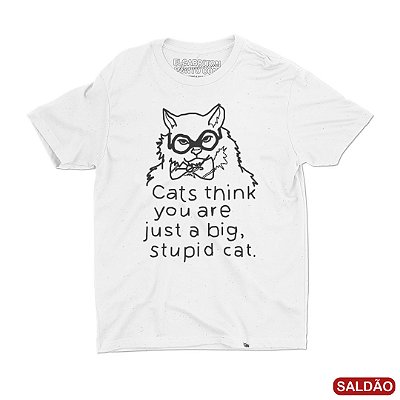Stupid Cat - Camiseta BotonÃª Manga Curta-SaldÃ£o