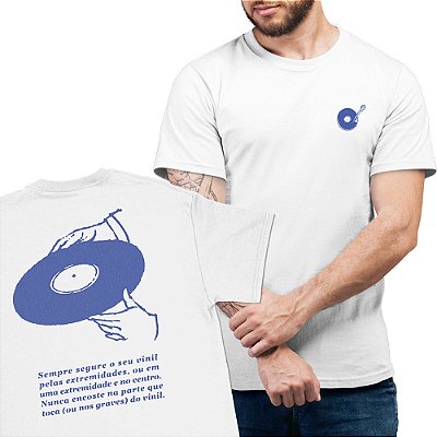 Sempre Segure o Seu Vinil - FRENTE e COSTAS - Camiseta Basicona Unissex