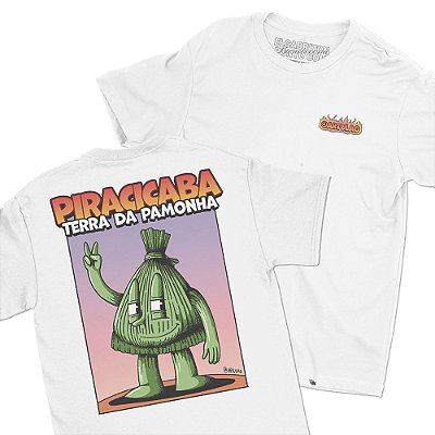 Pamonha de Piracicaba - FRENTE e COSTAS - Camiseta Basicona Unissex