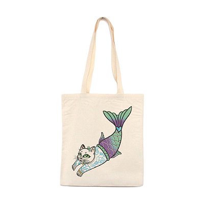 Gato Sereia de Aline Torchia - Bolsa de Lona