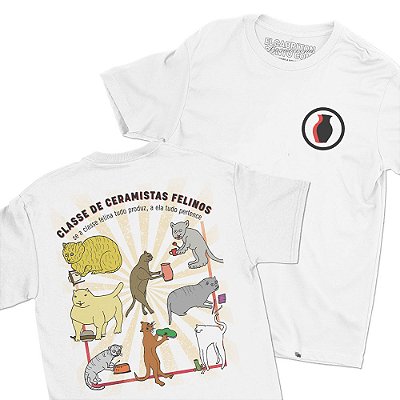 Gatos Ceramistas - FRENTE e COSTAS - Camiseta Basicona Unissex