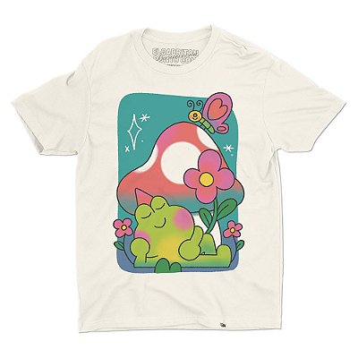 Sapinho, Cogumelo e Borboleta - Camiseta Basicona Unissex