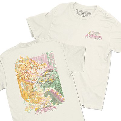 Gojira VS Ghidorah - FRENTE e COSTAS - Camiseta Basicona Unissex