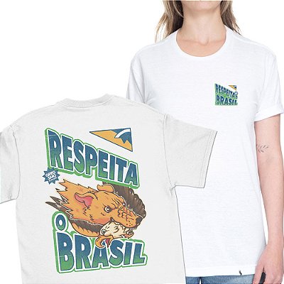 Respeita o Brasil - FRENTE e COSTAS - Camiseta Basicona Unissex