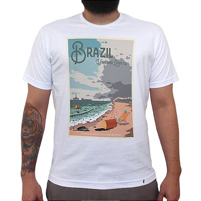 Brazil: Visit and Love Us - Camiseta Clássica Masculina