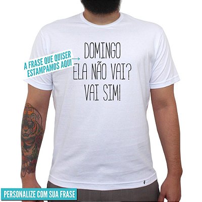 Estampe Sua Frase Fonte Fina - Camiseta Clássica Masculina