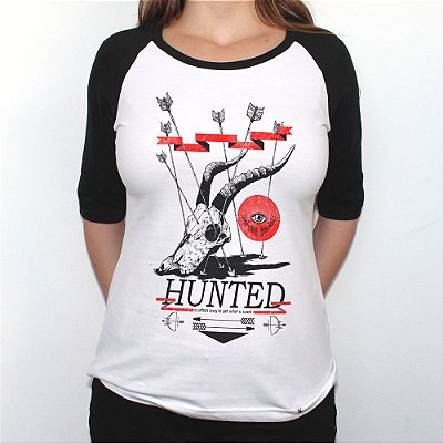 Hunted - Camiseta Raglan Manga Â¾  Feminina