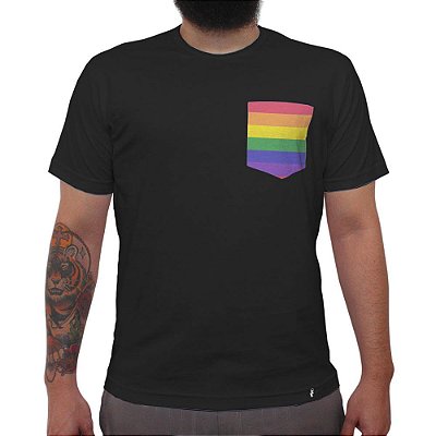 Rainbow - Camiseta ClÃ¡ssica com Bolso Masculina