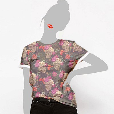 Camiseta Feminina, Caveira floral