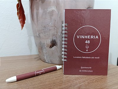 Mini caderno para anotações - Meus Vinhos , acompanha caneta. Exclusivo Vinheria 48