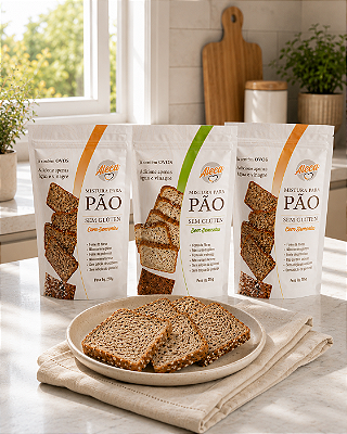 Combo 3 Misturas para Pão Low Carb Sem Glúten Aleca: 2 Com Sementes + 1 Sem Sementes