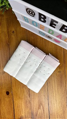 Kit Fraldas Bebê Bordadas Poá Rosa