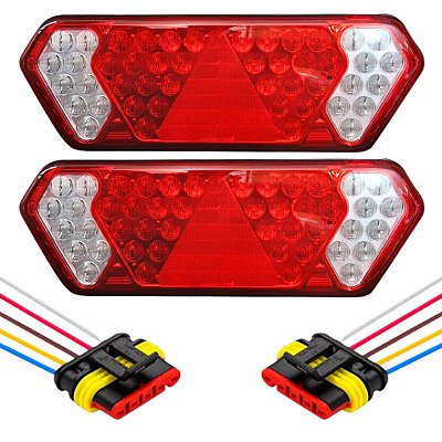 Par Lanterna Traseira de Led Compatível Carreta Guerra 12v 24v + Chicote Instalação