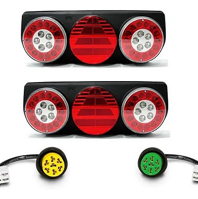 Par Lanterna Traseira Compatível Carreta Facchini Led 2014 24v + Chicote