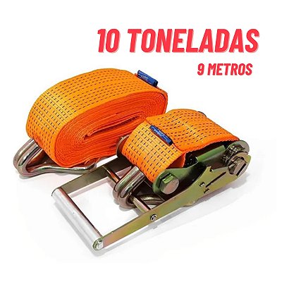 Cinta Amarração Com Catraca 10 Toneladas Cinta de 9 Metros Engate J