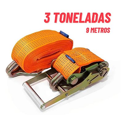 Cinta Catraca Amarração 3 Toneladas 9 Metros Carretinha Caminhão Engate J