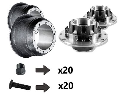 Kit Instalação Roda Disco Compatível Traseira Caminhão Scania 112 e 113