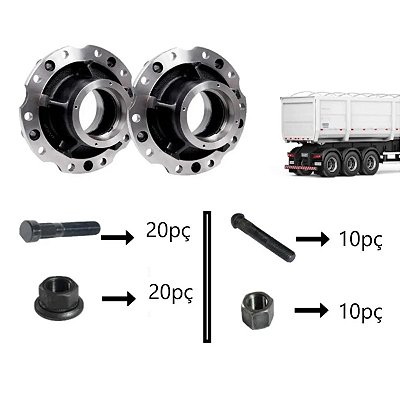 Kit Instalação Roda Disco Compatível Carreta Randon Até 2010 Rolamento Grande/Pequeno