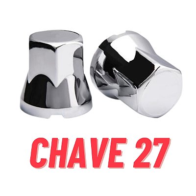 10 Capa Porca de Roda Cromada Modelo Tradicional Cabeça Quadrada Chave 27