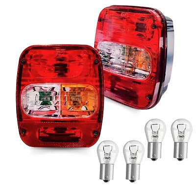 Par Lanterna Carretinha Caminhão Marmita Adapatação Compatível Vw Ford Com Lampadas 12v ou 24v