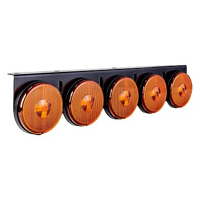 Kit Lanterna 5 Marias 85mm Com Suporte Âmbar Carreta Caminhão