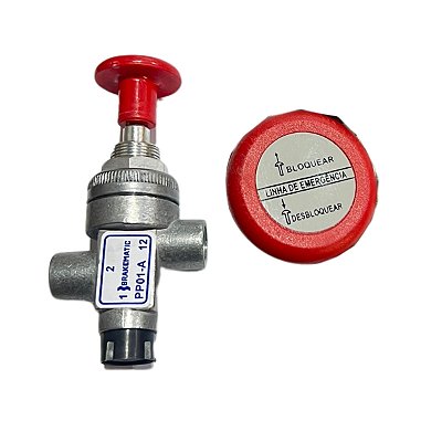 Válvula Acionamento Push Pull Desfrenagem Carreta Vermelho