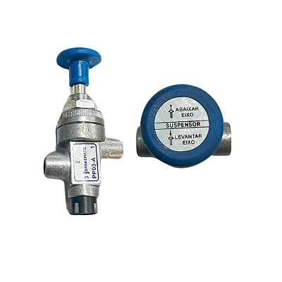 Válvula Acionamento Push Pull Suspensor Eixo Carreta Azul