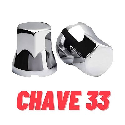 10 Capa Porca de Roda Cromada Modelo Tradicional Cabeça Quadrada Chave 33