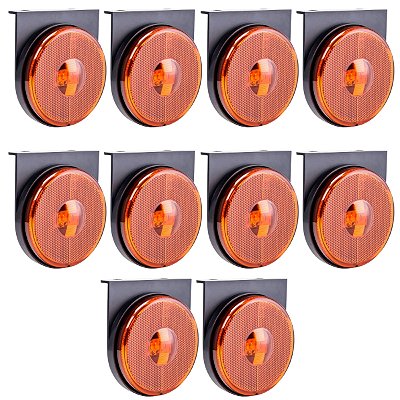 Kit 10 Lanterna Lateral Compatível Carreta Randon Led Suporte 12v 24v