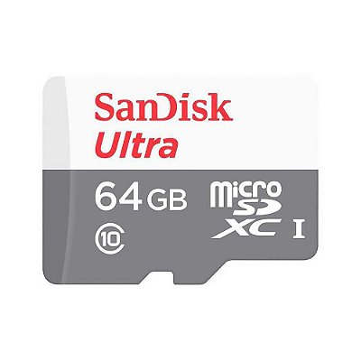Cartão de Memória Sandisk Ultra 64GB, Classe 10, com Leitor de Cartão - ‎SDSQUNR-064G-GN3MA