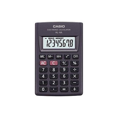 Calculadora de Bolso Casio, 8 Digitos, Preta - HL-4A
