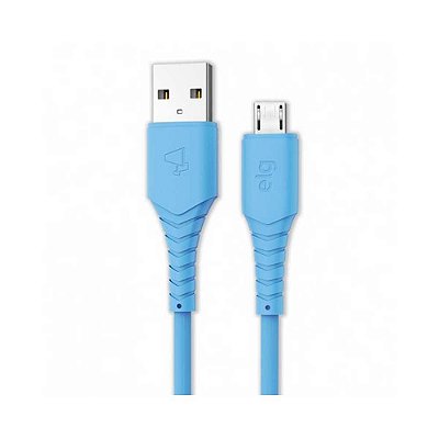 Cabo Micro USB Elg, Emborrachado, 2.4A, 1,2 metros, Azul - M512T