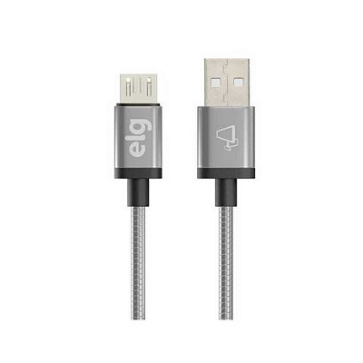 Cabo Micro USB Elg, Blindagem em Inox 2.4A, 1 metro, Prata - INX510SL