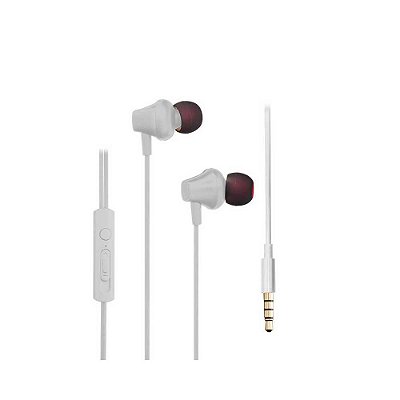 Fone de Ouvido Pulse Powerbrass, Intra Auricular, com Microfone, Branco - PH331