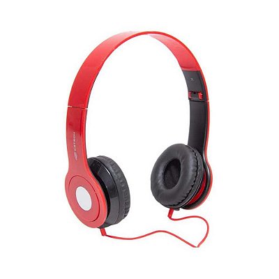 Headphone C3Tech PPH-100RD, com Microfone, Dobravel, Vermelho - 410021120200
