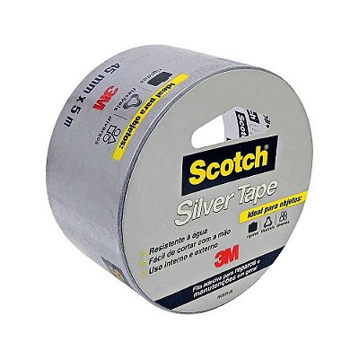 Fita Silver Tape Scotch 3M 45mm x 5 metros, Cinza - RX0220