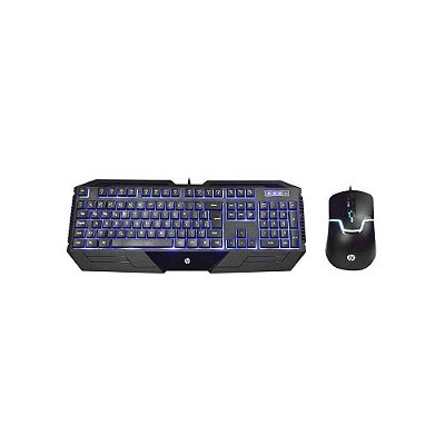 Teclado e Mouse Gamer HP GK1100, Iluminação Azul, Preto - 303040710100