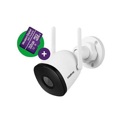 Câmera de Segurança Externa Intelbras IM5 SC, WiFi, Full HD, IR30, 2mp, 2,8mm, com Cartão Purple 32GB, Branca - 4565518