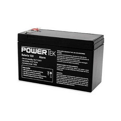 Bateria Selada Powertek, 12V 7Ah, para Alarme, Preta - EN011A
