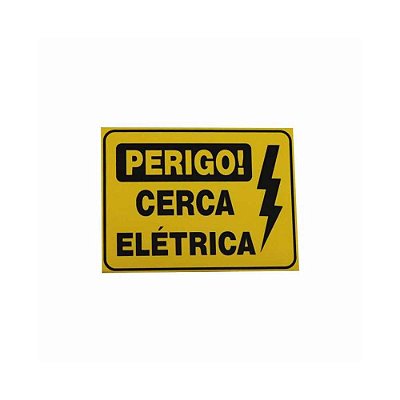 Placa Advertência Confiseg, para Cerca Eletrica, 22x17cm, Amarela - 453