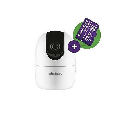 Câmera de Segurança Intelbras IM4, WiFi, Rotação 360°, Full HD, IR10, 2mp, 3,6mm, com Purple 32GB, Branca - 4565610