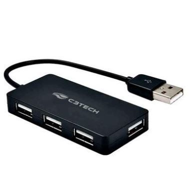 Hub USB C3Tech HU-220BK, 4 portas USB 2.0, Preto - 413020280101