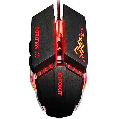 Mouse Gamer - Metal - Usb  - LED RGB - Infokit - GM-705