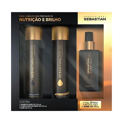 Kit Shampoo Condicionador E Óleo Capilar Dark Oil Sebastian