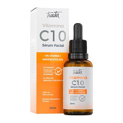 Sérum Facial Vitamina C10 Clareador e Antirrugas Tracta