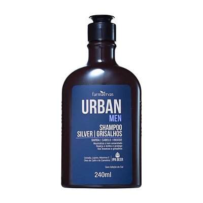 Shampoo Urban Men P/ Grisalhos Barba Cabelo Bigode 240ml