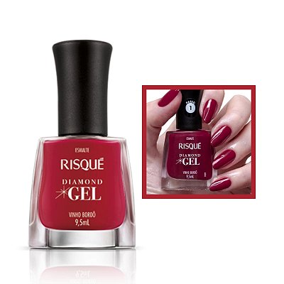 Esmalte Risque Diamond Gel Vinho Bordo 9,5ml Cremoso