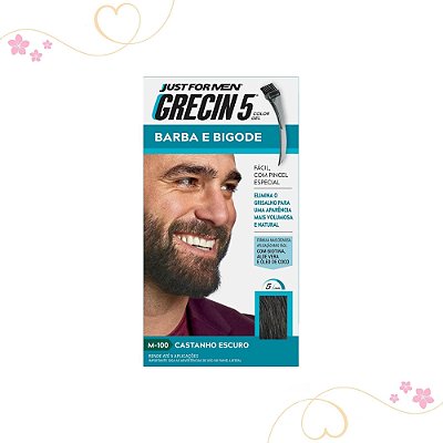 Grecin 5 Barba e Bigode Coloração Natural Fácil Aplicação